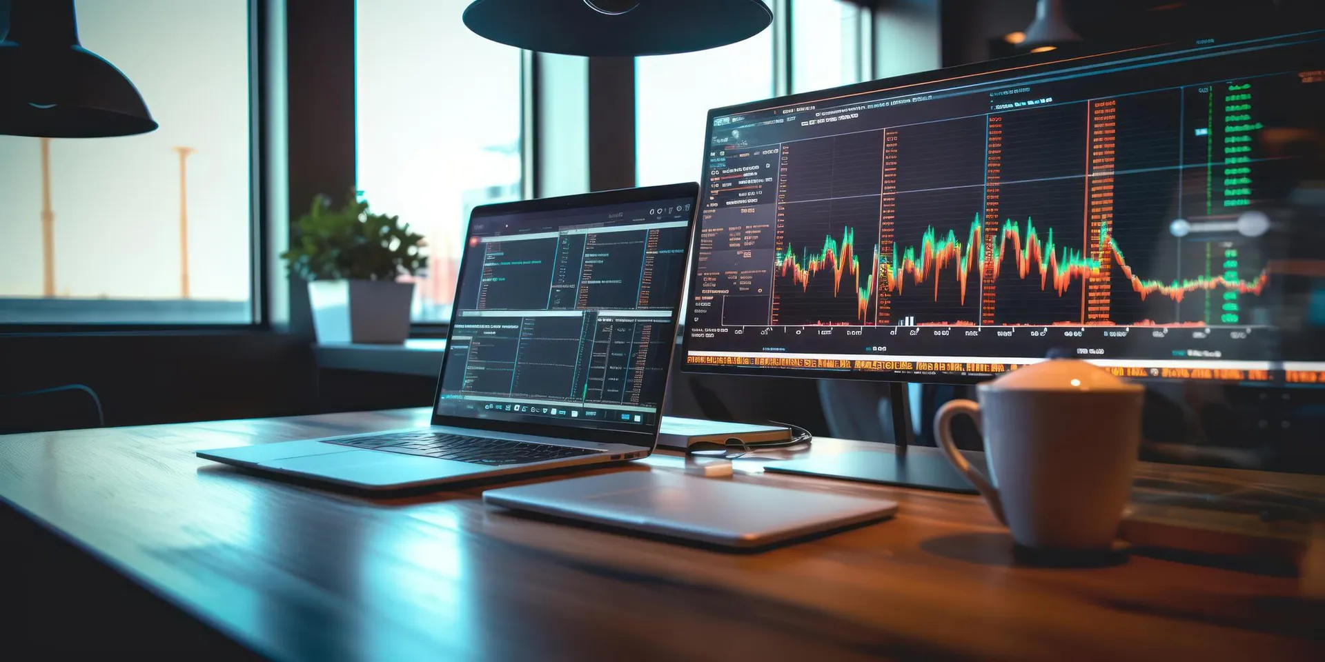 Trading desk showing live NASD market data