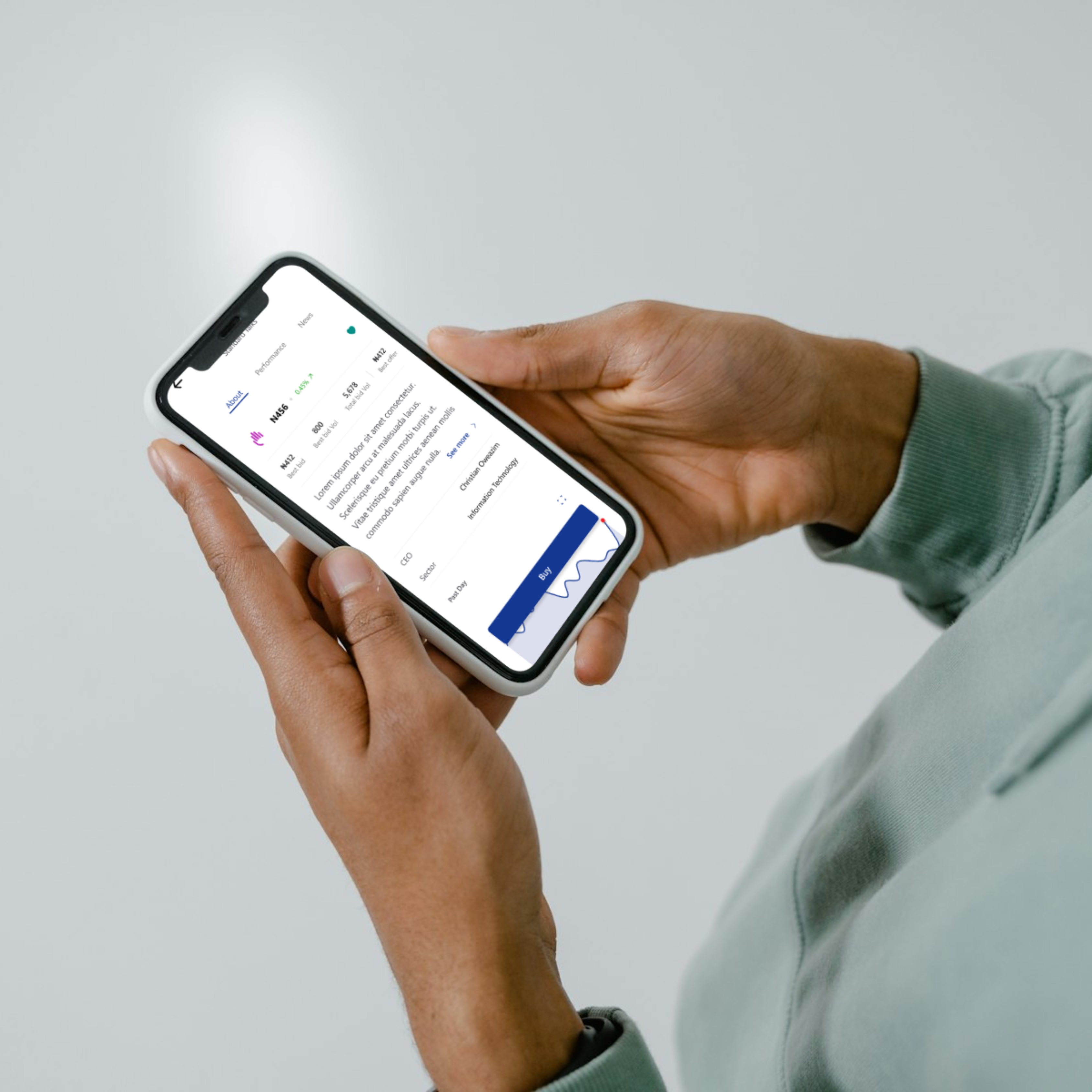 Investor reviewing OTC securities on the NASD mobile app