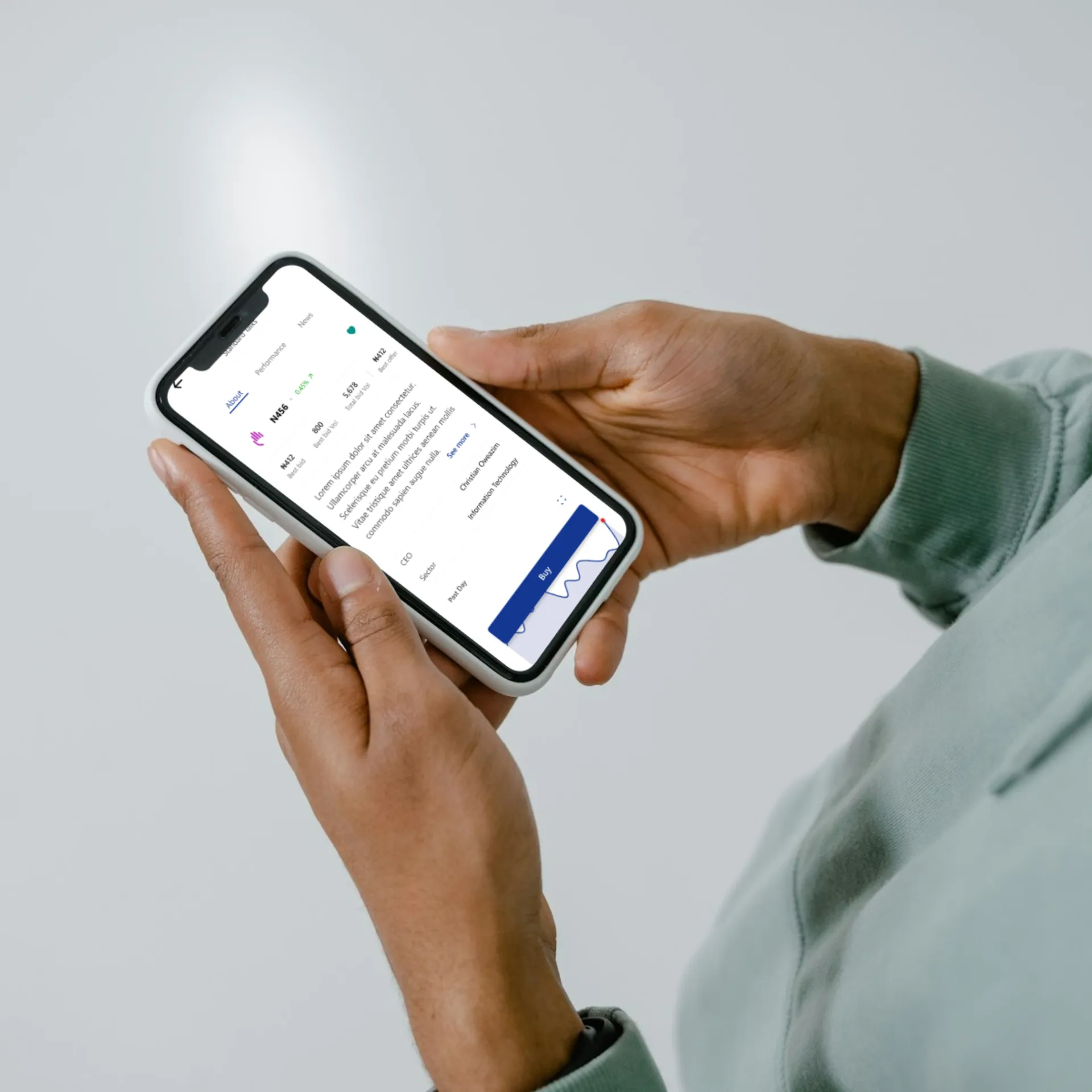 Investor reviewing OTC securities on the NASD mobile app