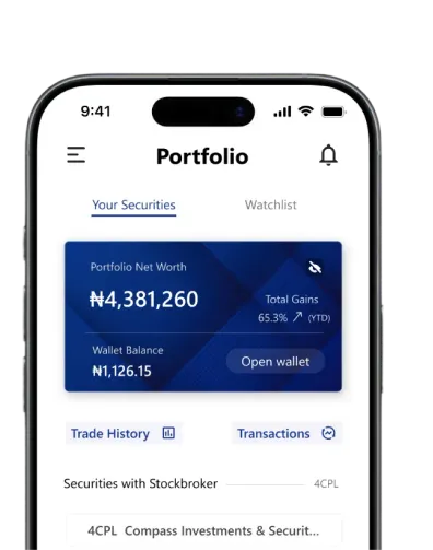 NASDmobile portfolio screen — your securities, watchlist, and net worth at a glance.