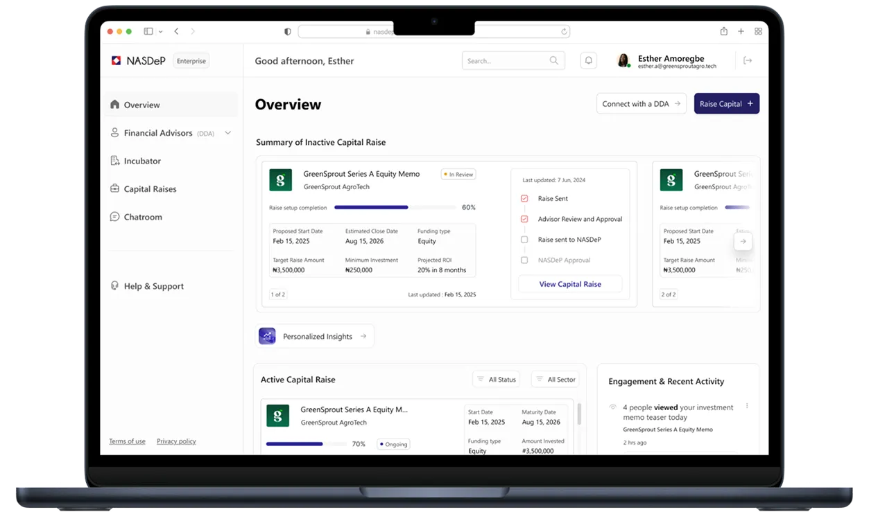 The NASDeP platform dashboard