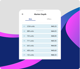 Tablet showing Market Depth interface against a dark workspace